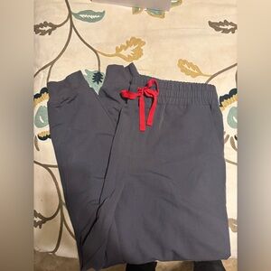 Figs Gray Joggers with Red Drawstring Large P